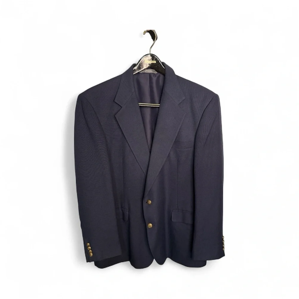 Vintage Haggar Navy Blazer USA Made Gold Buttons – Classic Fit – 2 Button Sz 44